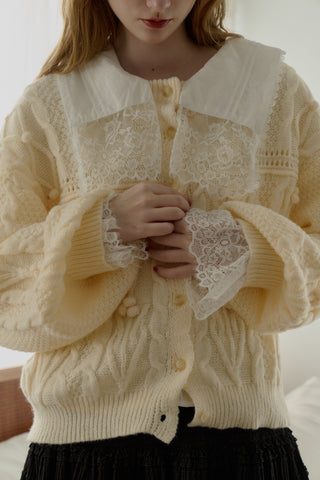 popcorn cable knit cardigan