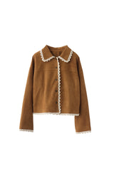piping lace suede jacket