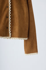 piping lace suede jacket
