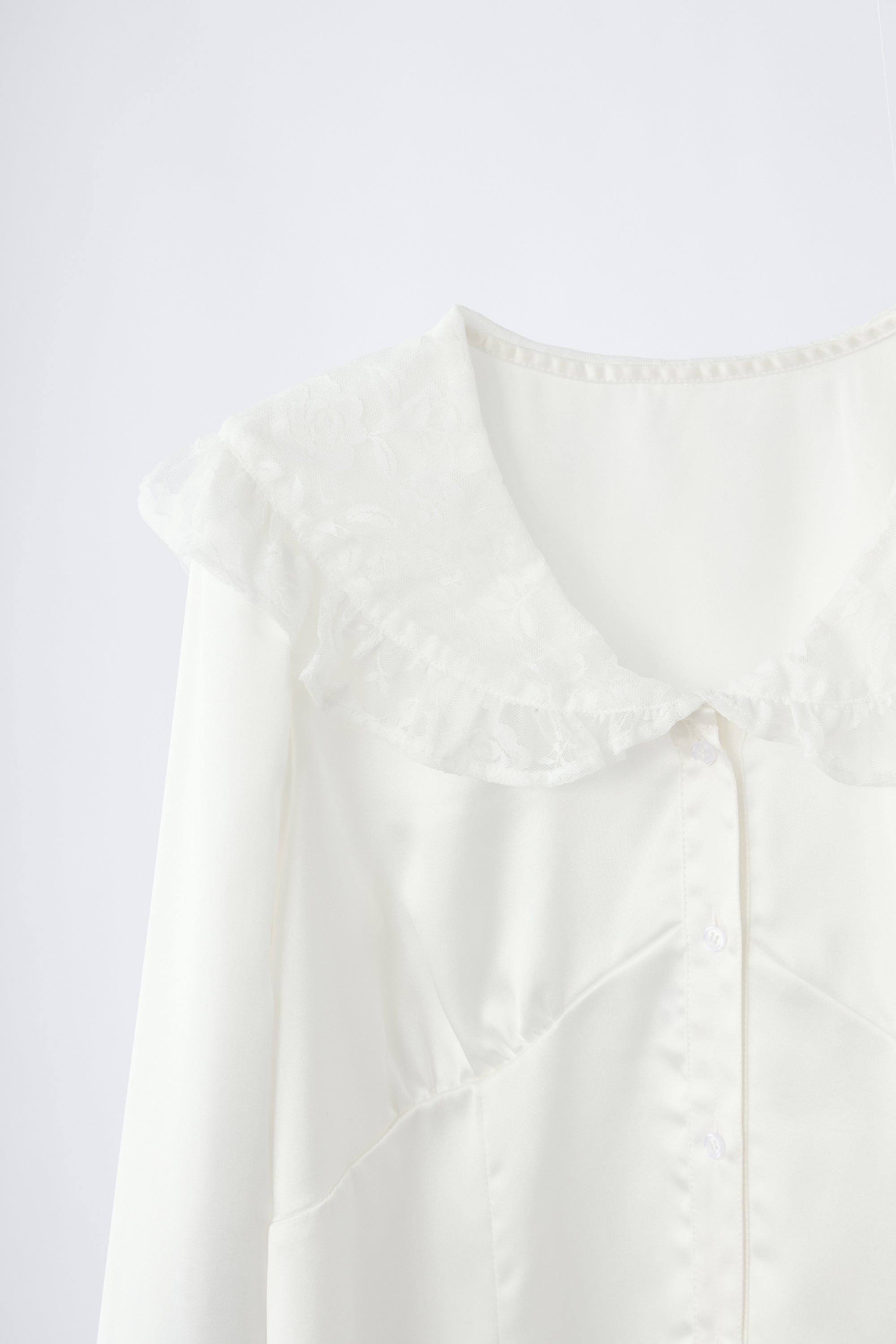 lace collar vintage satin blouse