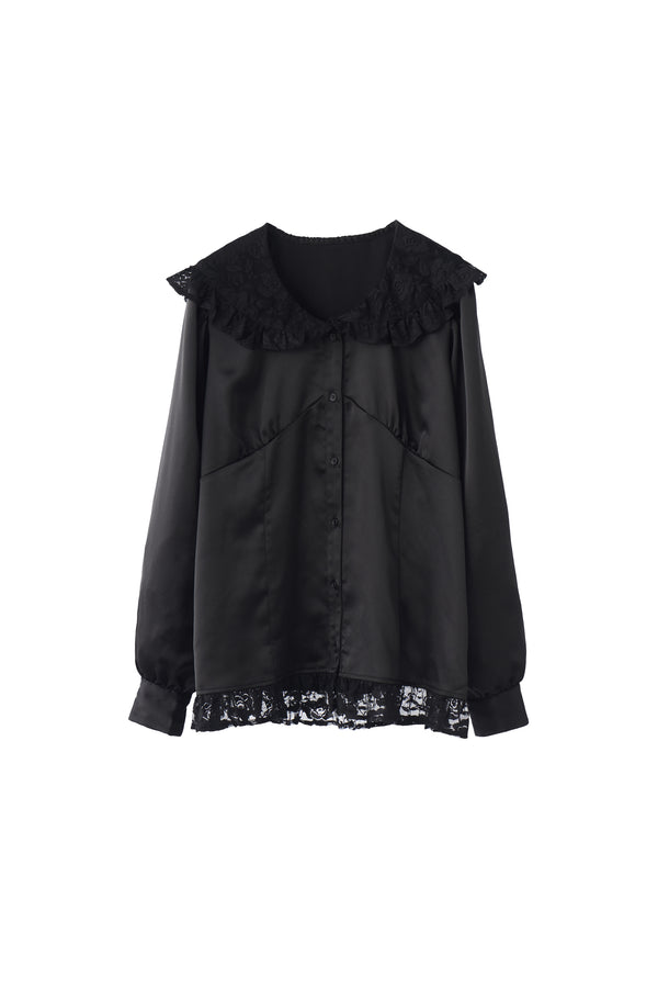 lace collar vintage satin blouse