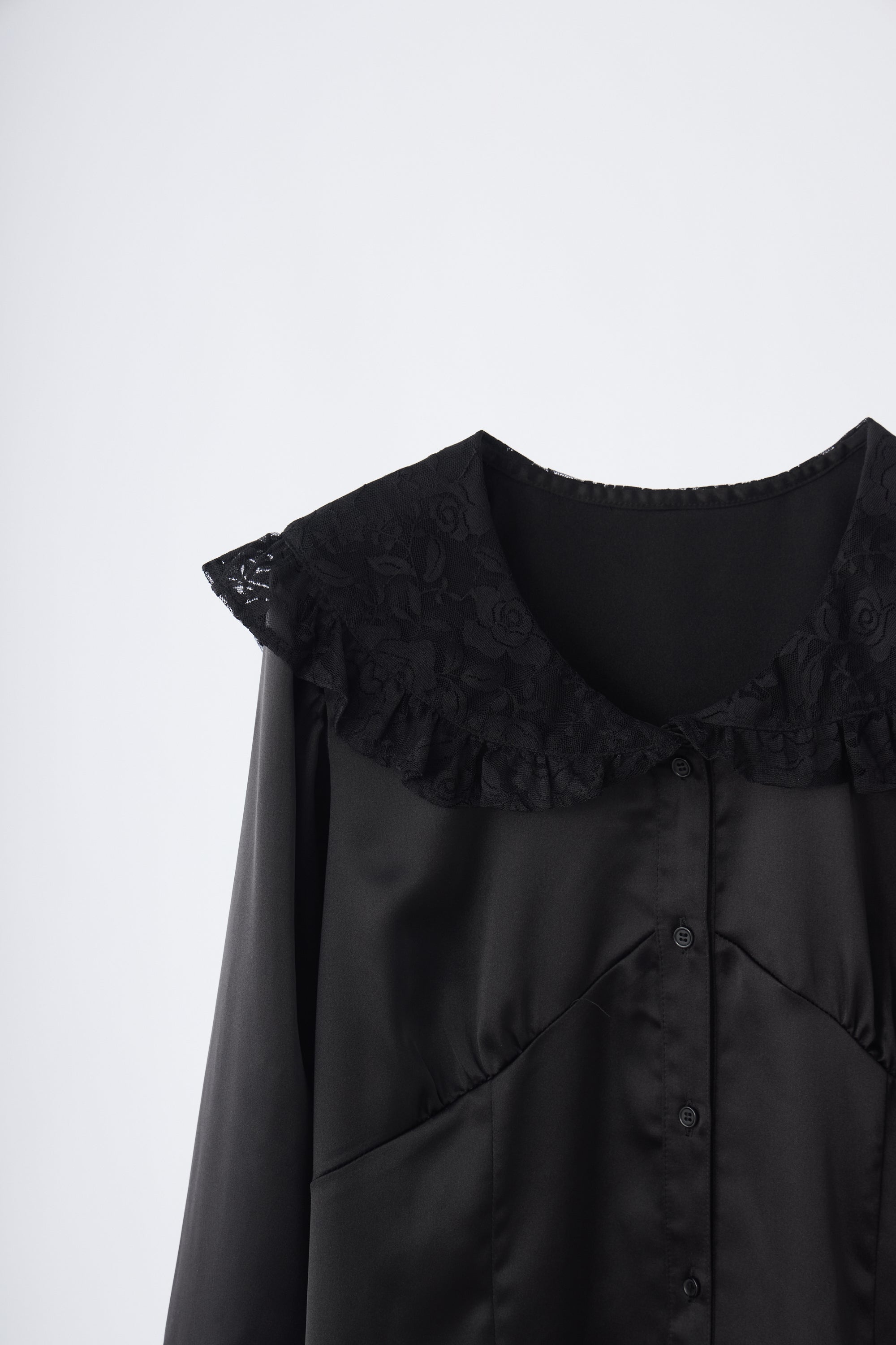 lace collar vintage satin blouse