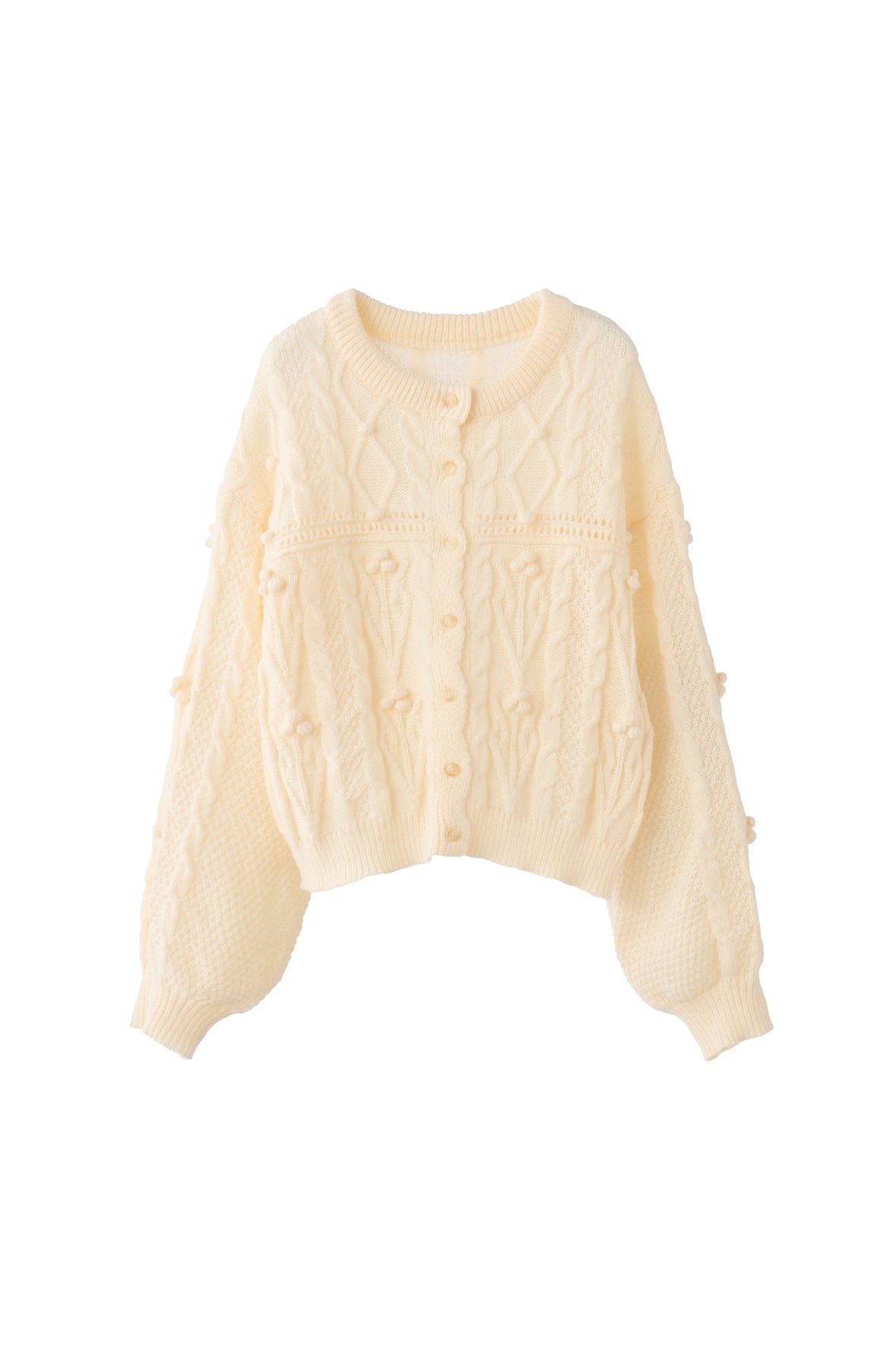 popcorn cable knit cardigan