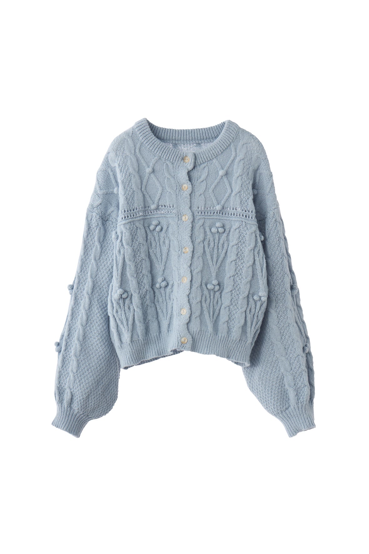 popcorn cable knit cardigan