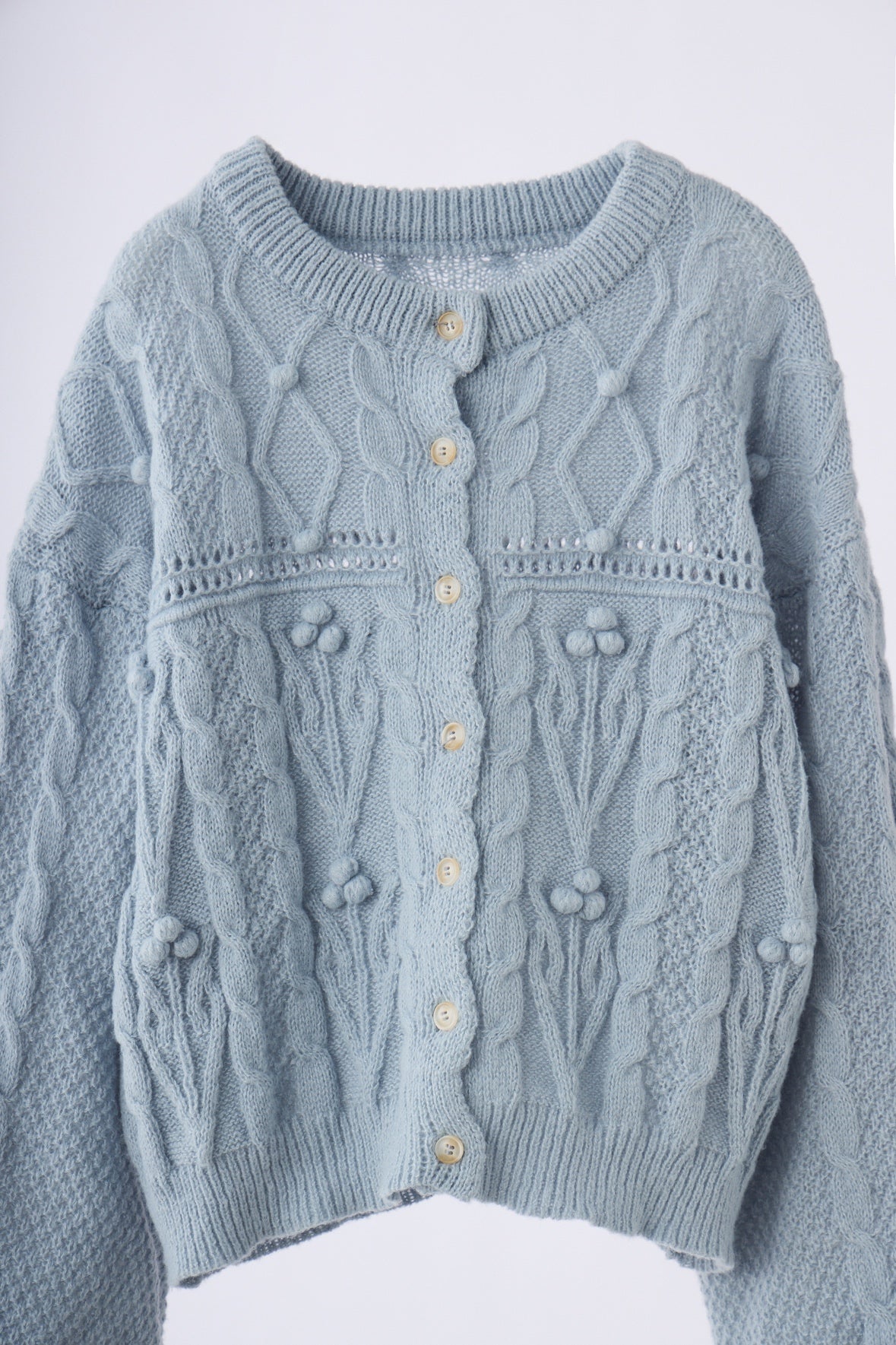 popcorn cable knit cardigan