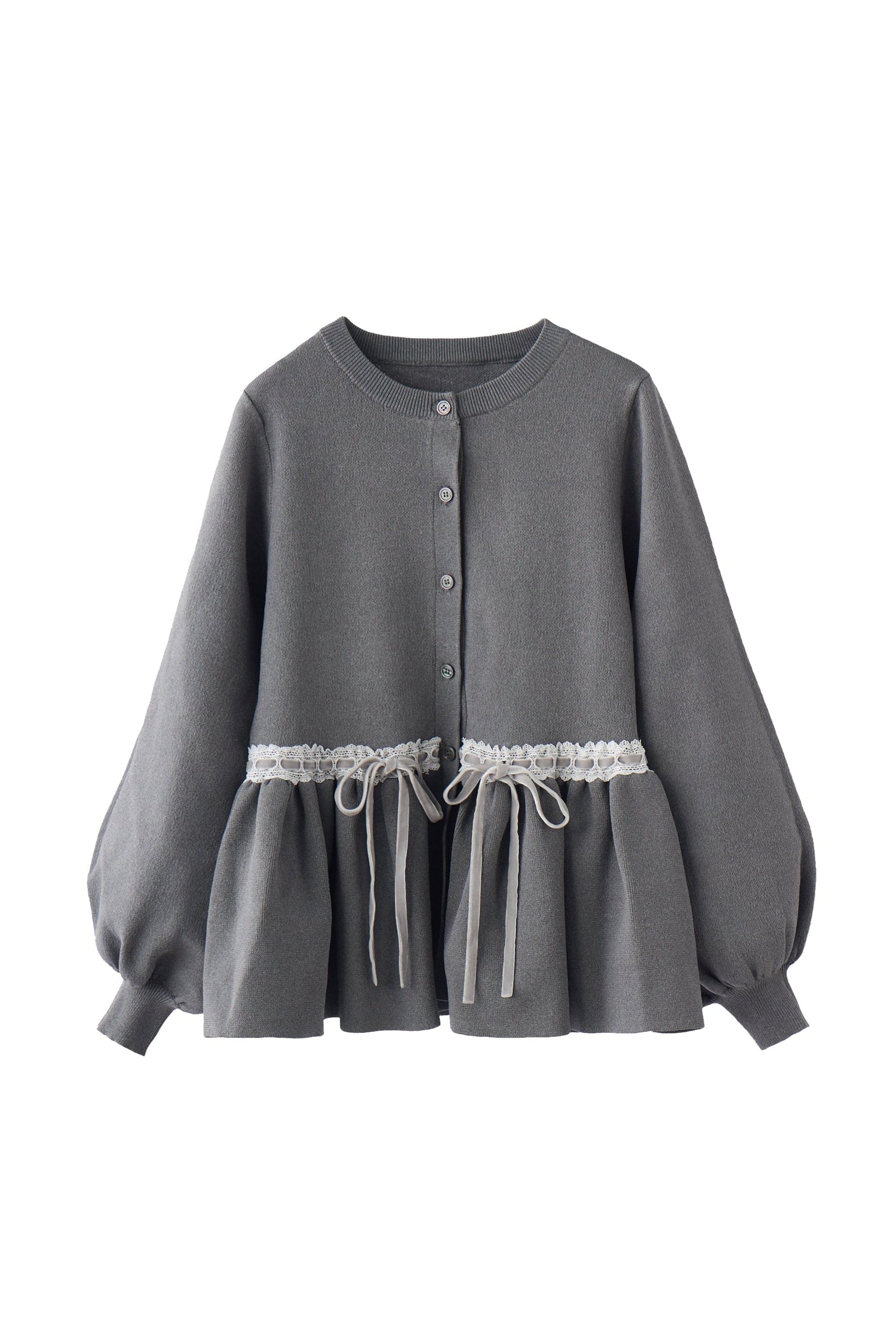 velours ribbon peplum cardigan