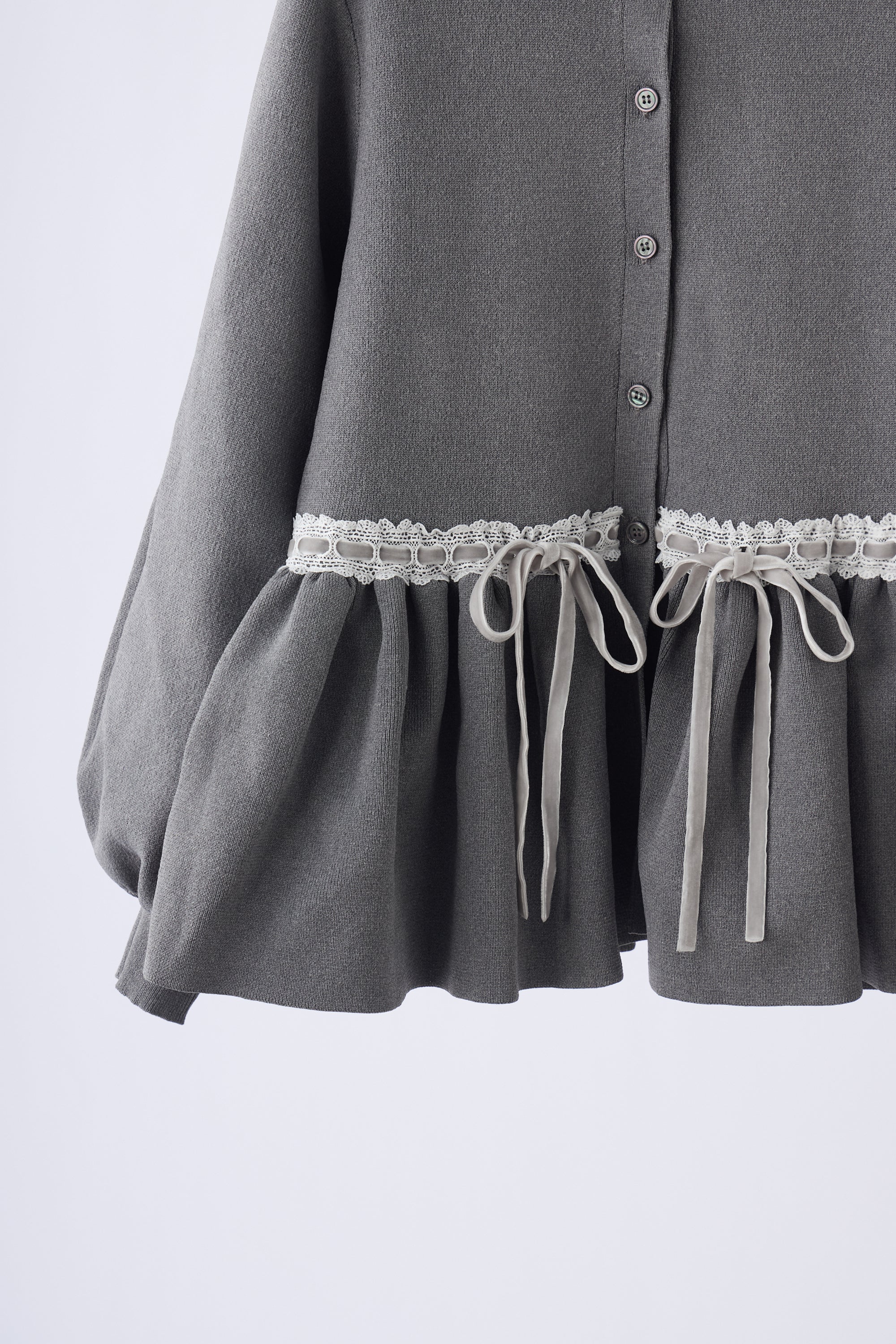 velours ribbon peplum cardigan