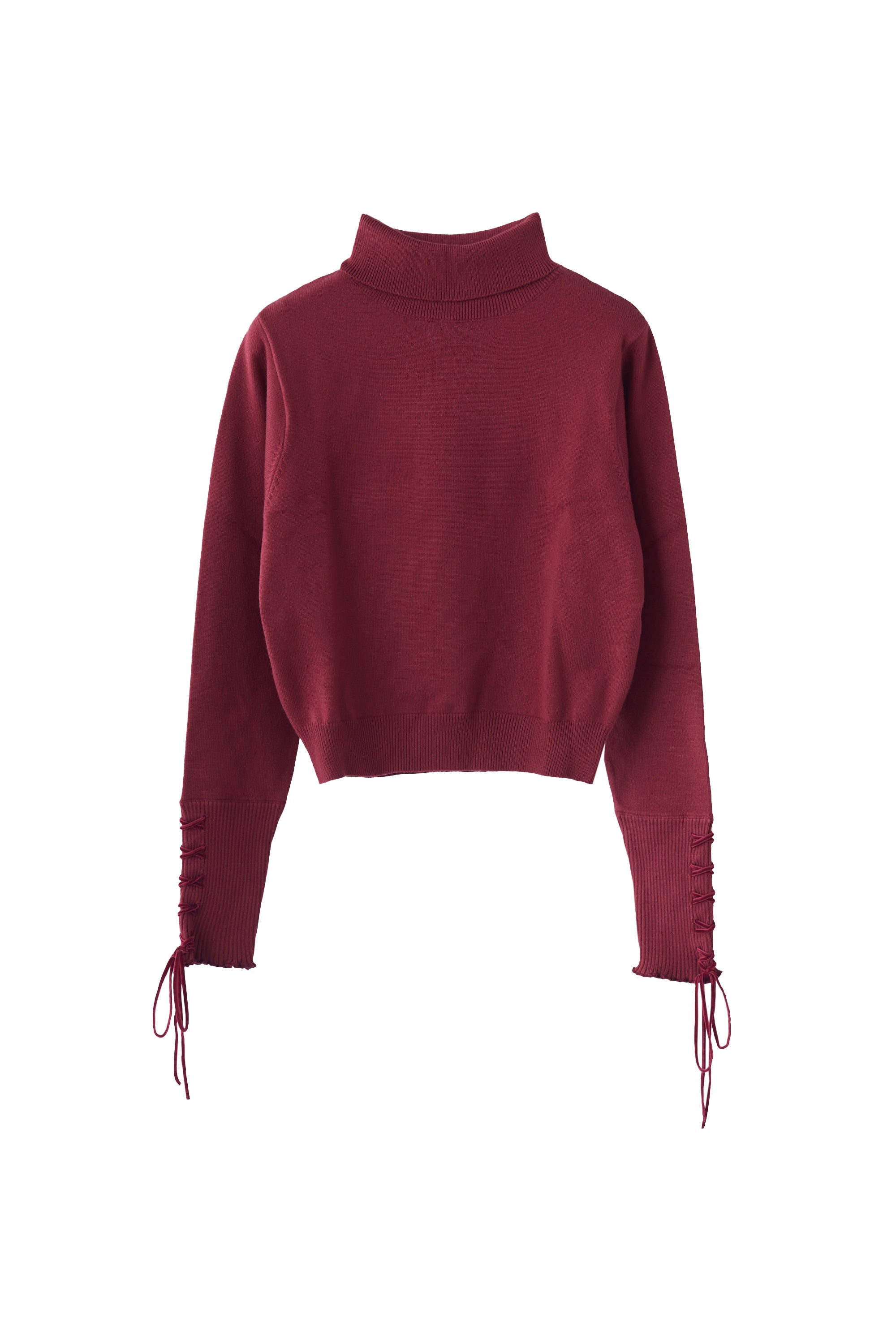 lace up ribbon turtle knit