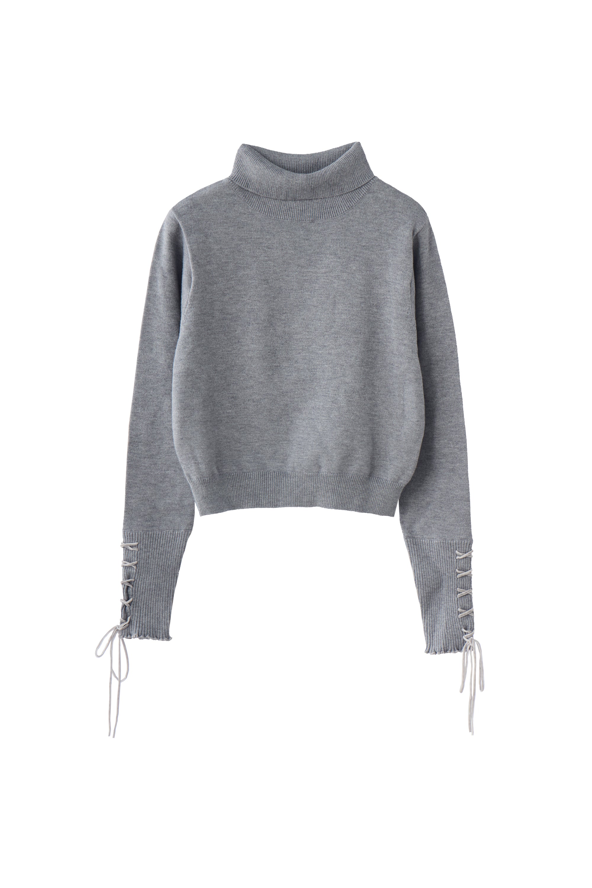 lace up ribbon turtle knit