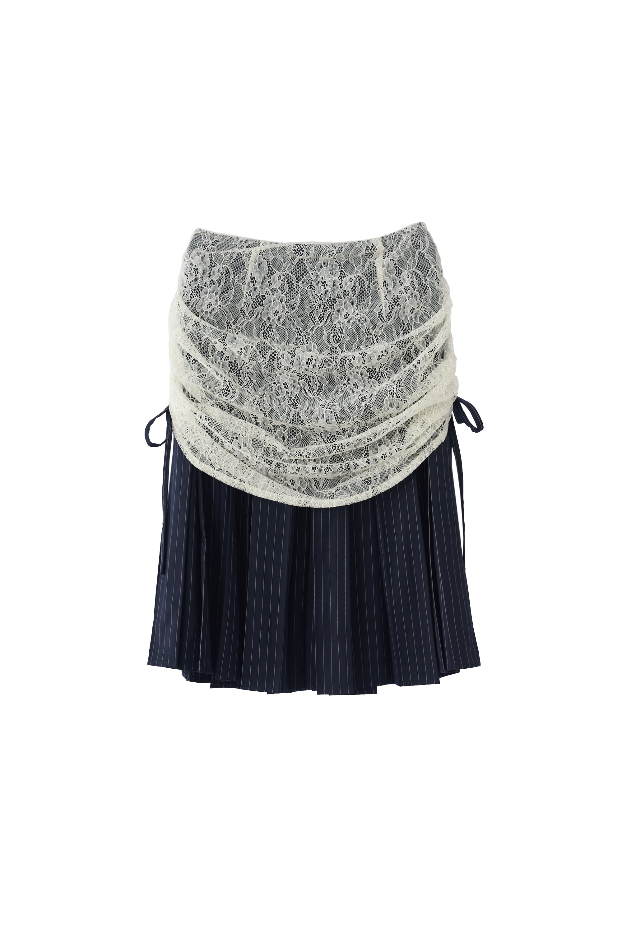 drawstring lace pleats skirt