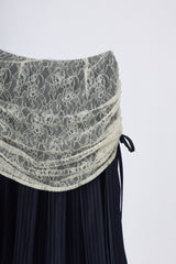 drawstring lace pleats skirt