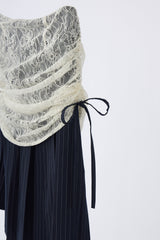 drawstring lace pleats skirt