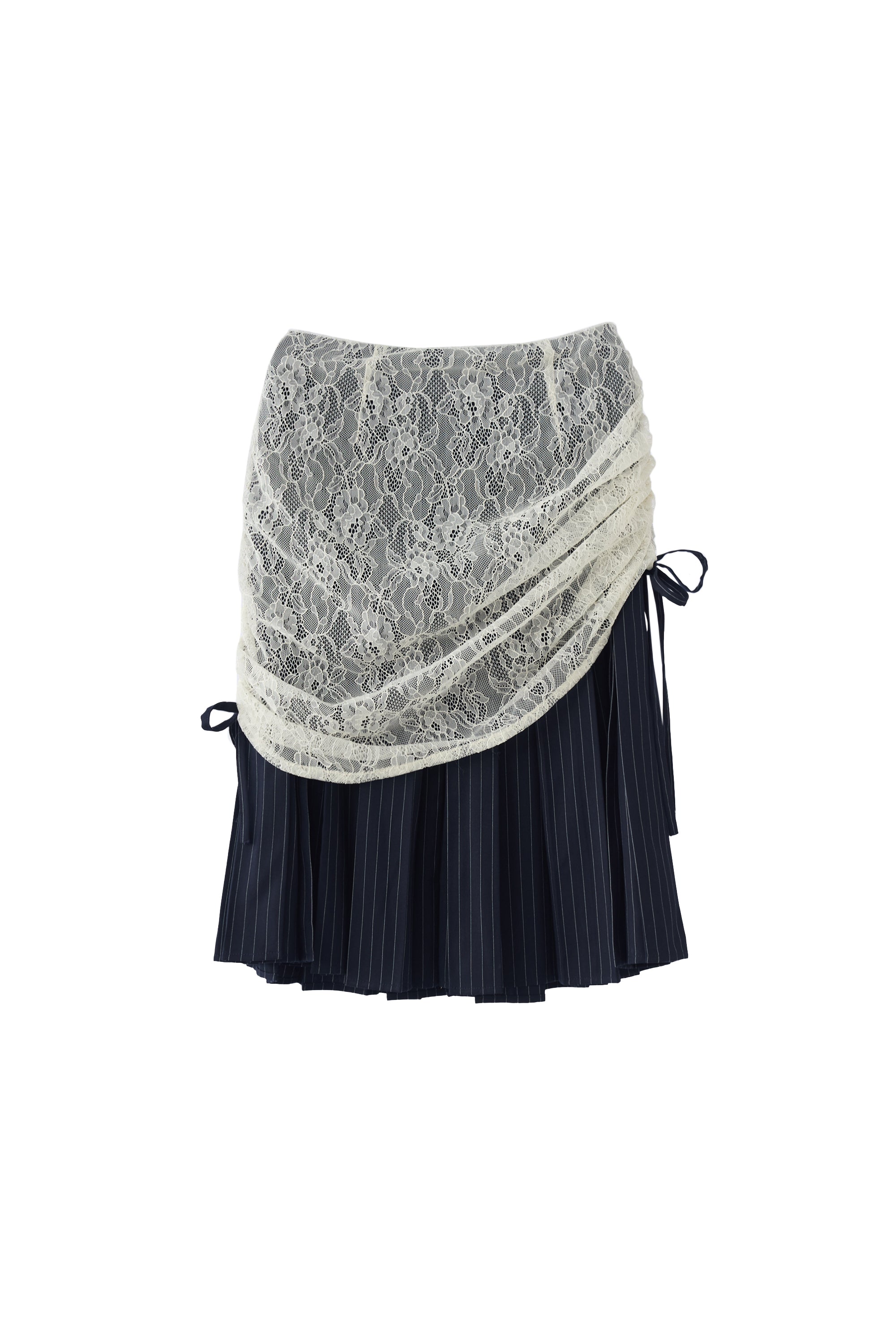 drawstring lace pleats skirt