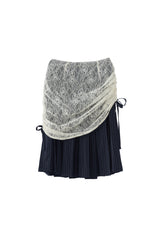 drawstring lace pleats skirt