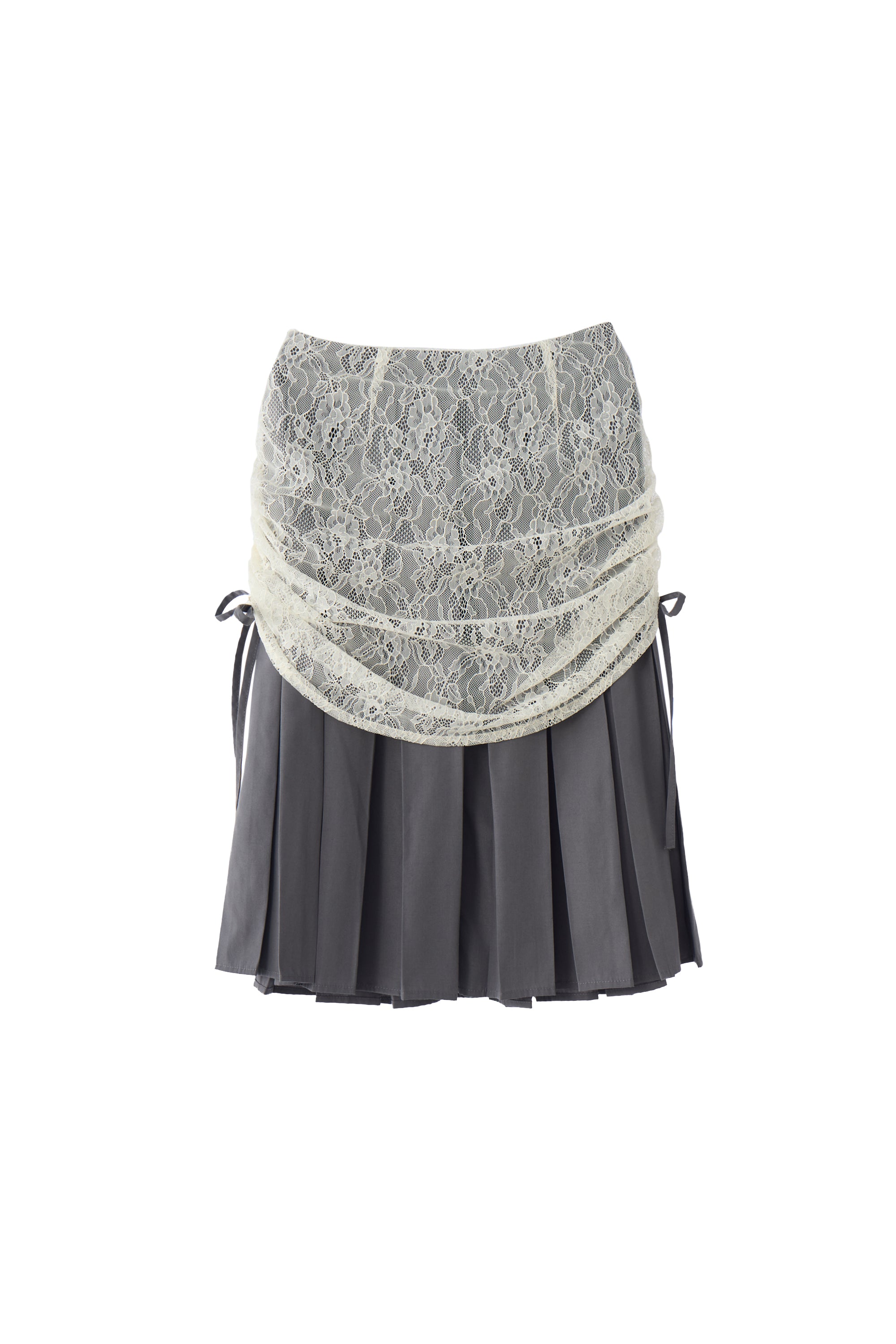 drawstring lace pleats skirt
