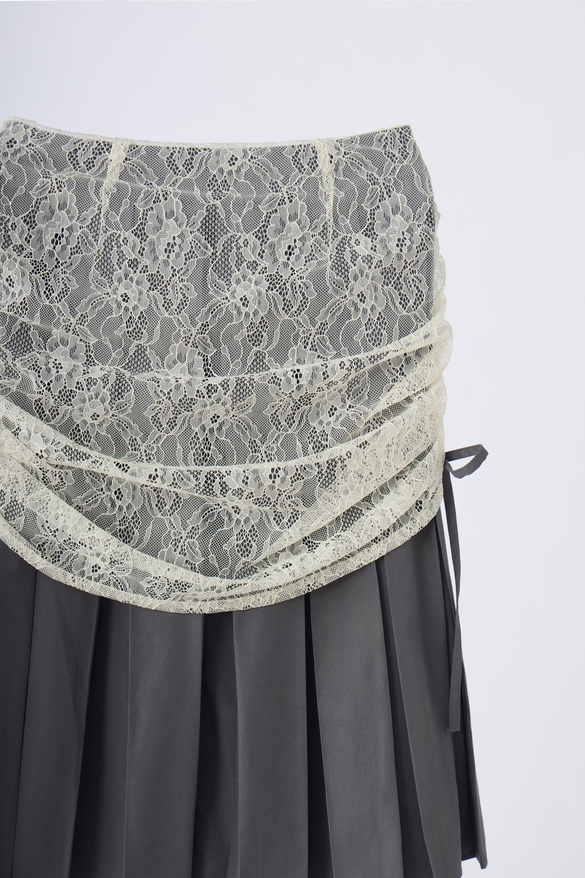 drawstring lace pleats skirt