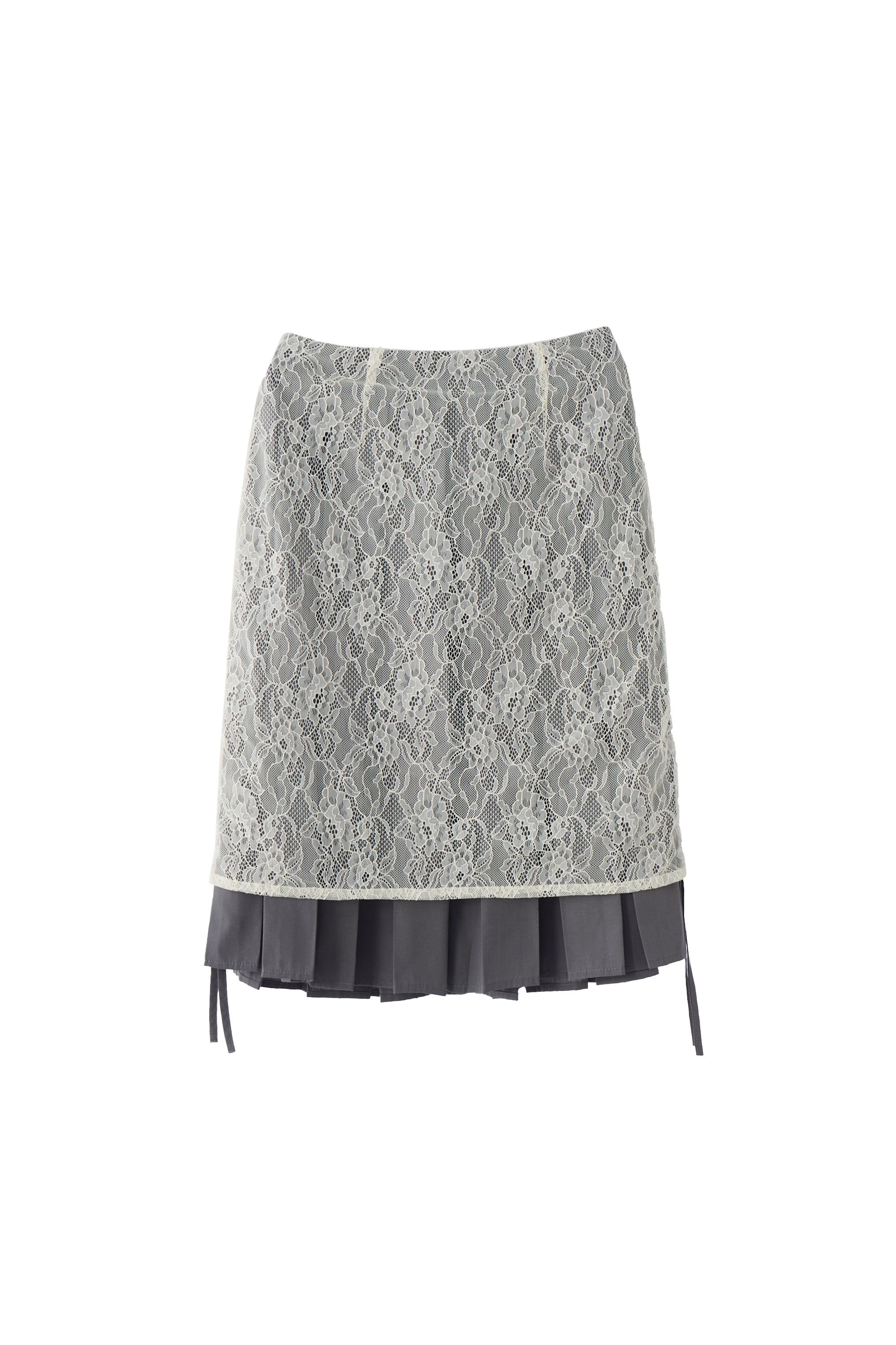 drawstring lace pleats skirt