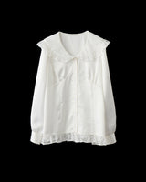 lace collar vintage satin blouse