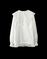 lace collar vintage satin blouse