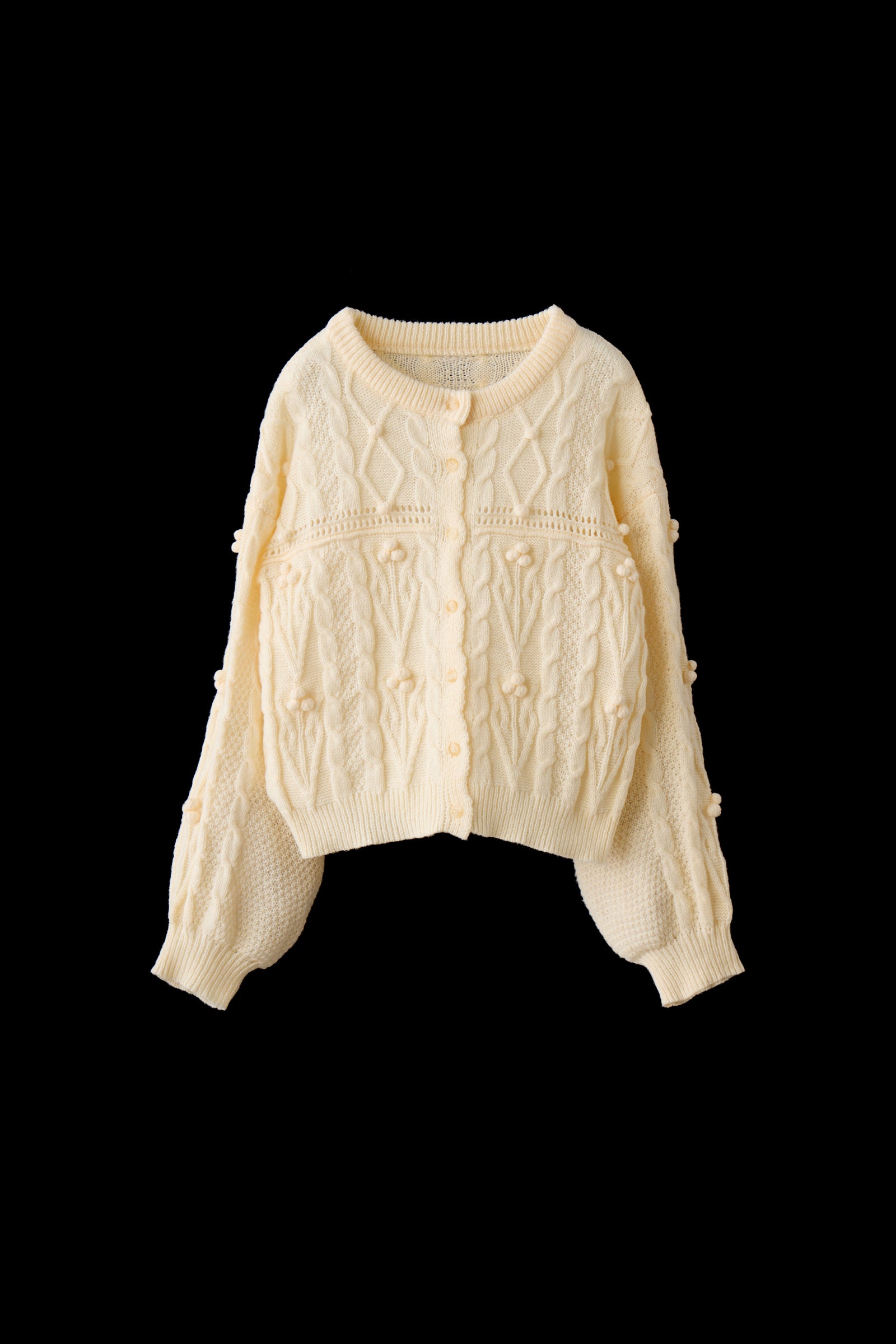 idem カーディガン　popcorn cable knit cardigan popcorn cable knit cardigan – idem