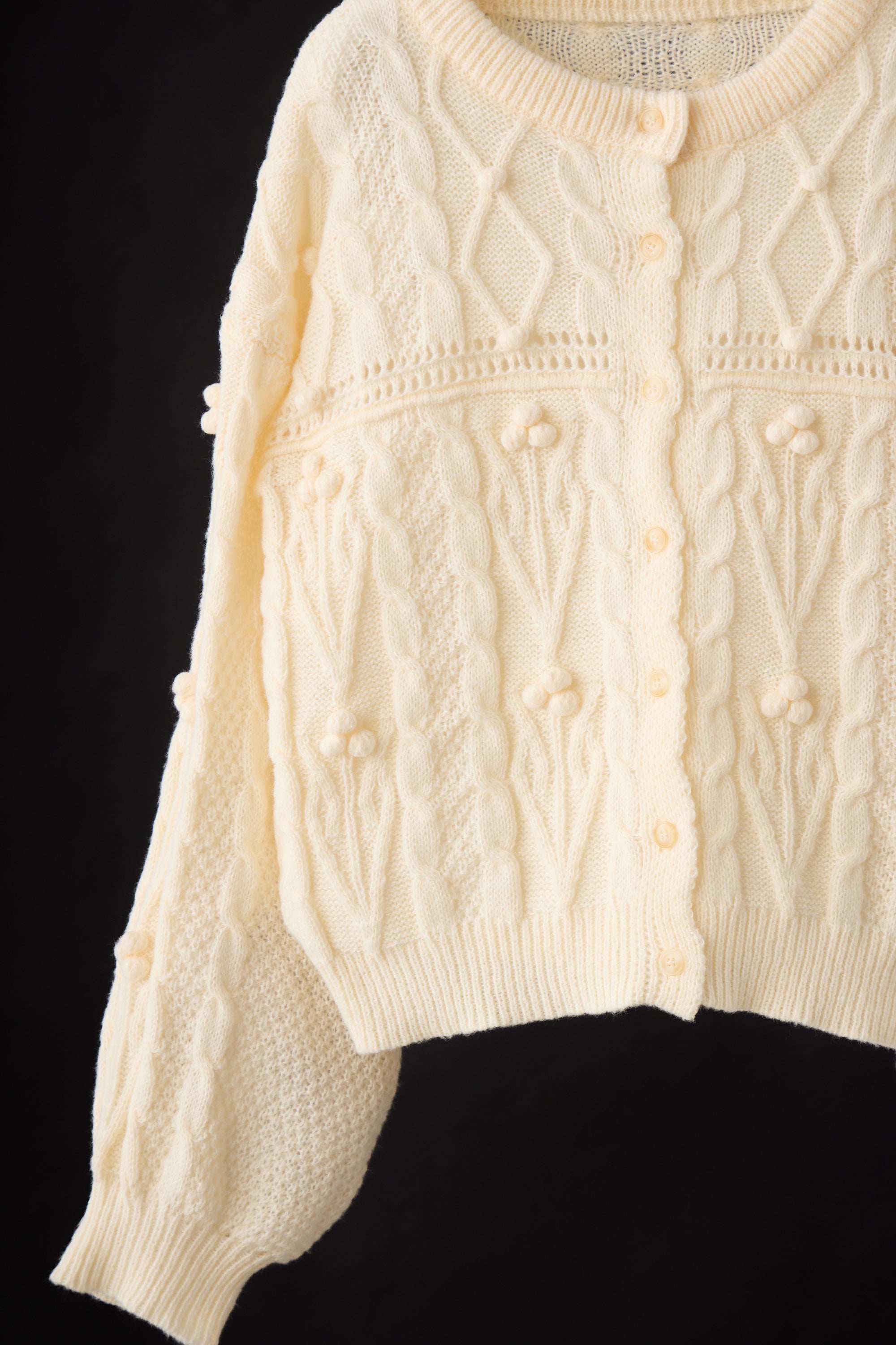 popcorn cable knit cardigan