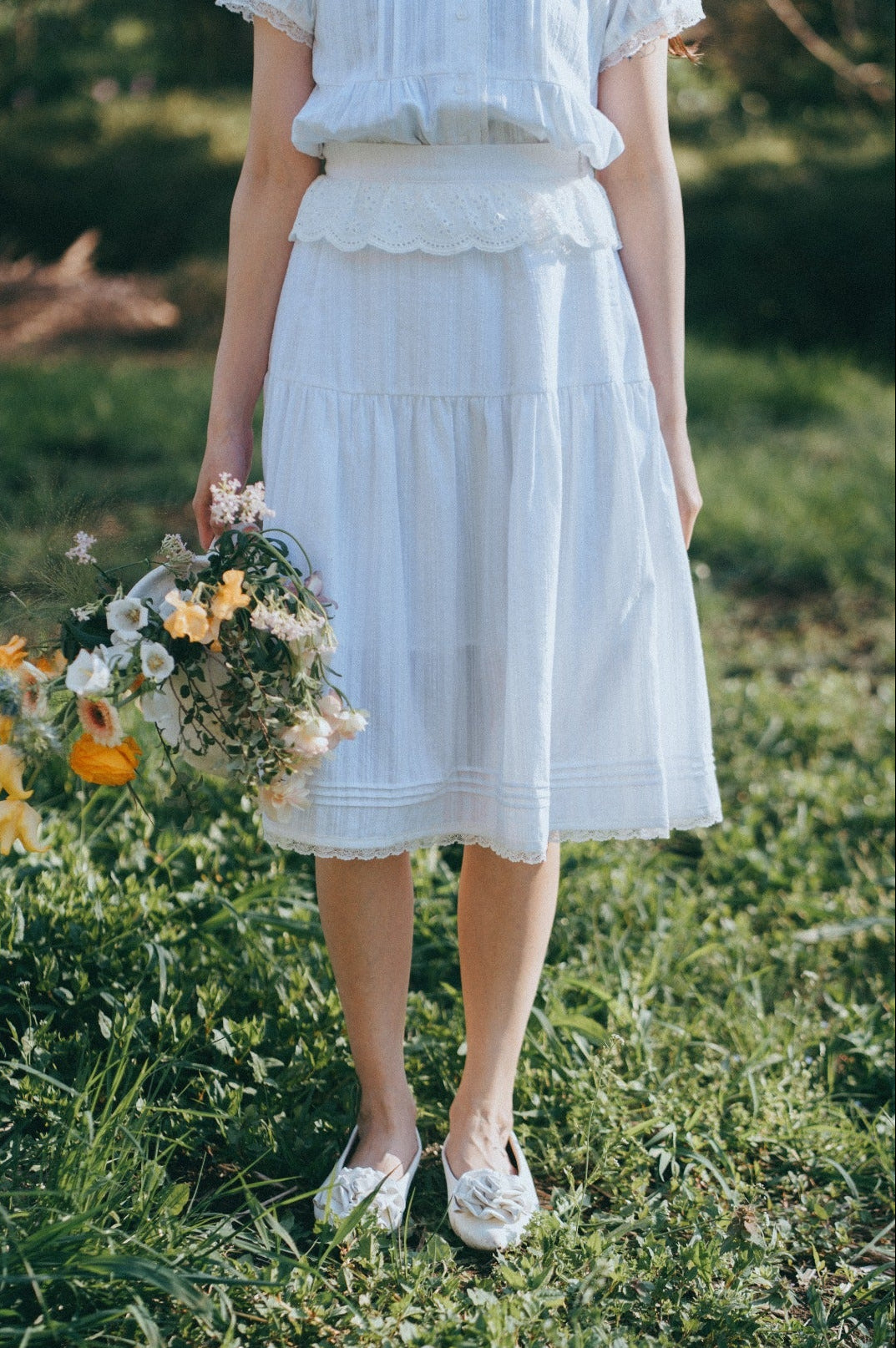 cotton lace vintage skirt