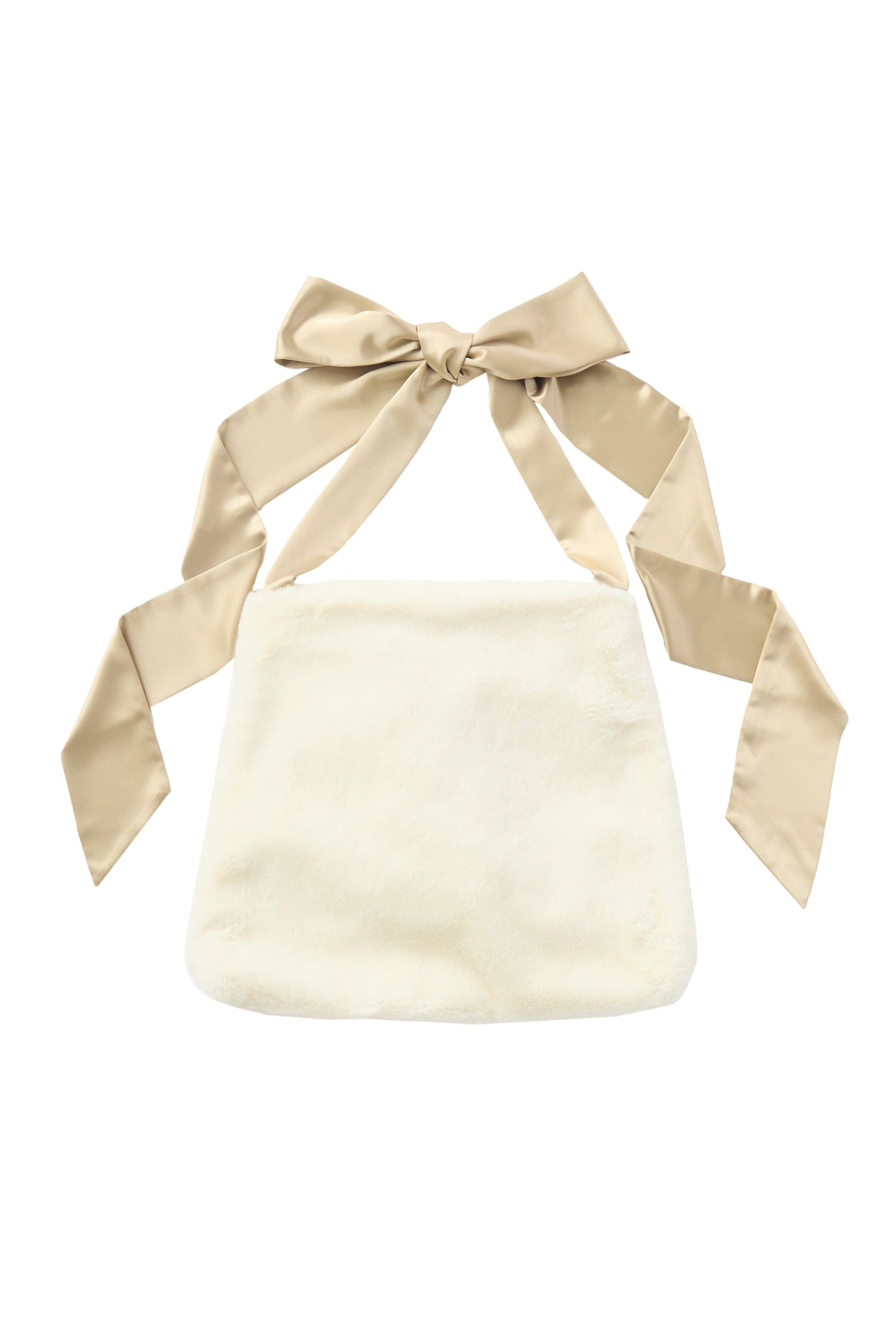 fur big ribbon tote bag