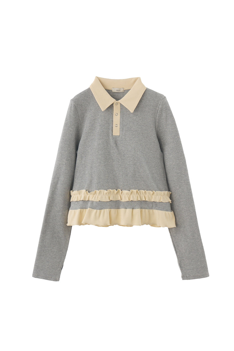 トップス idem border frill polo shirts frill polo shirt – idem