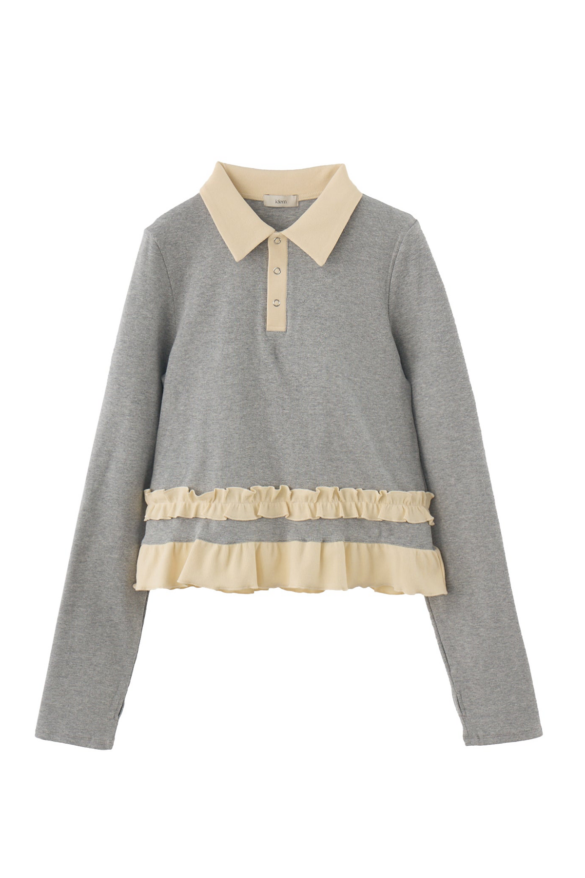 新品　rhodolirion Frill Polo Sweater ポロシャツ RHODOLIRION｜ビスコース フリル ポロ ニット プルオーバー “Frill
