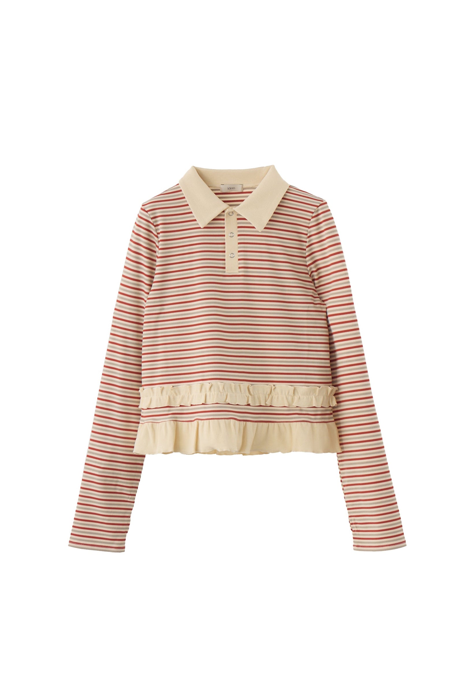 idem ボーダーフリルポロシャツ frill polo shirt – idem
