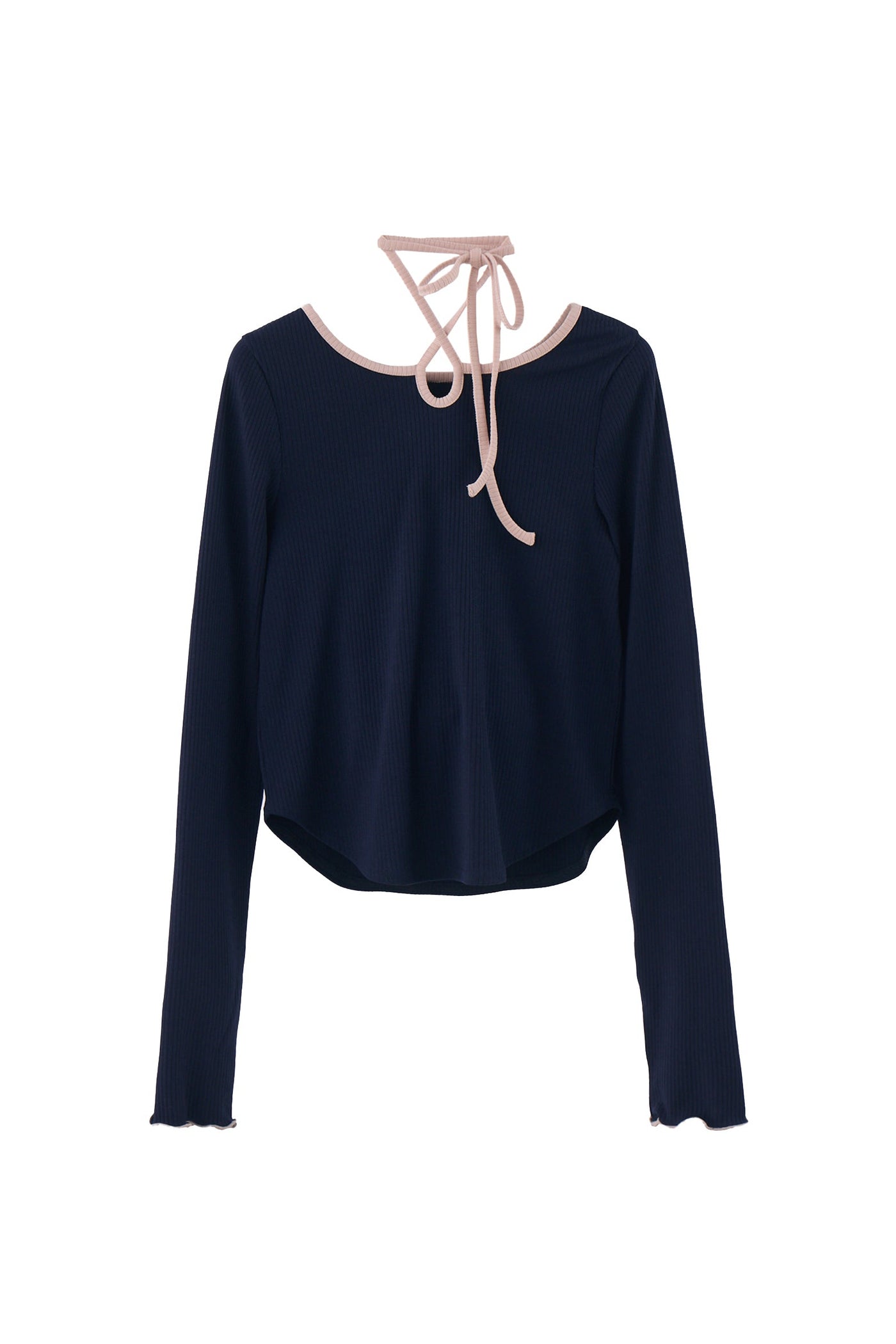 bi color choker long sleeve tops – idem