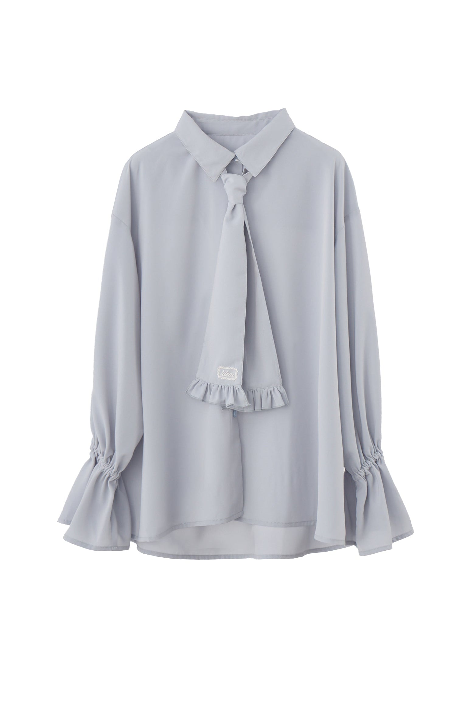 volume sleeve frill tie blouse