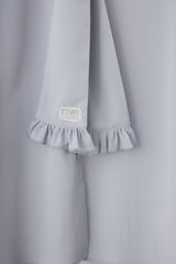 volume sleeve frill tie blouse