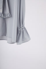 volume sleeve frill tie blouse