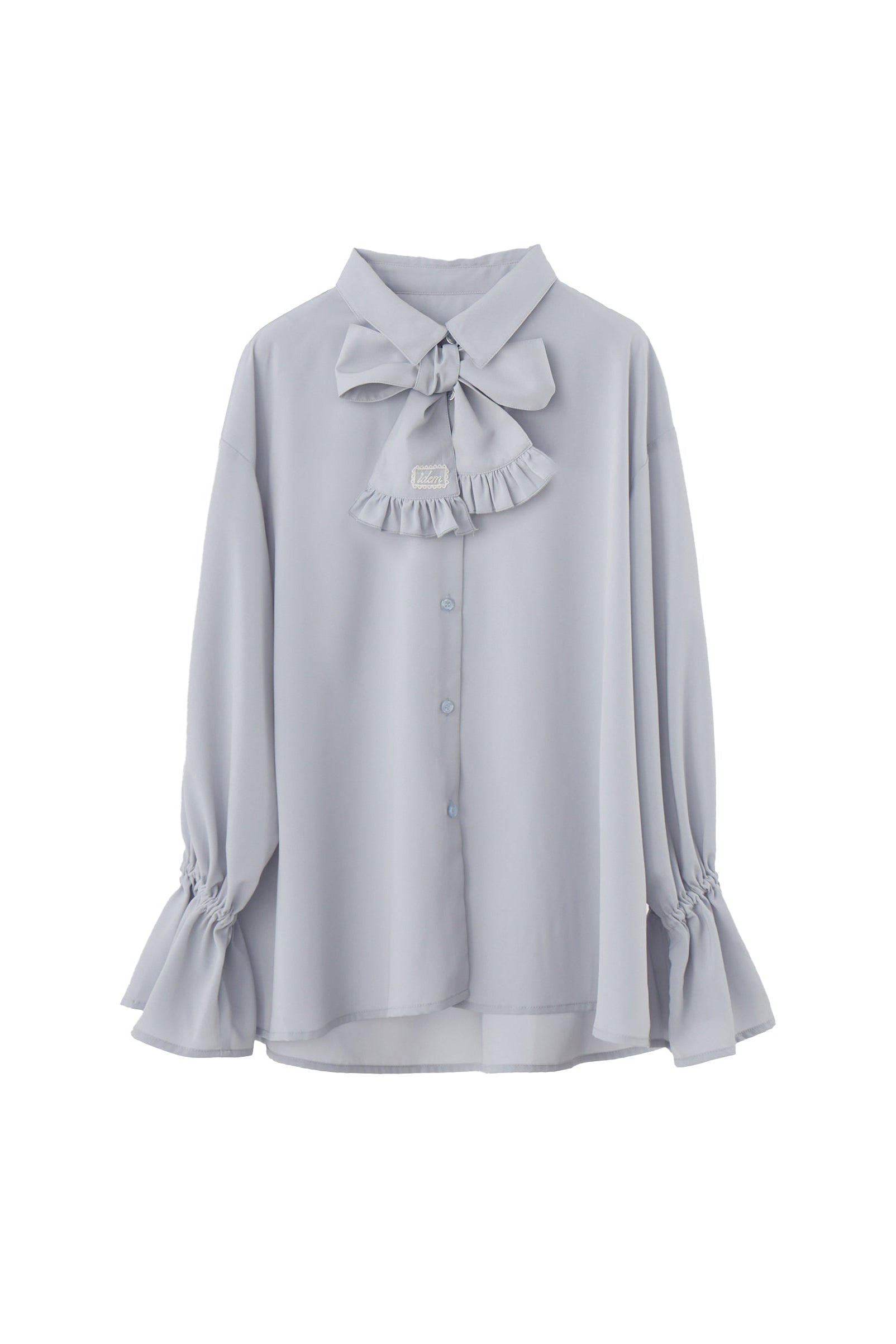 volume sleeve frill tie blouse