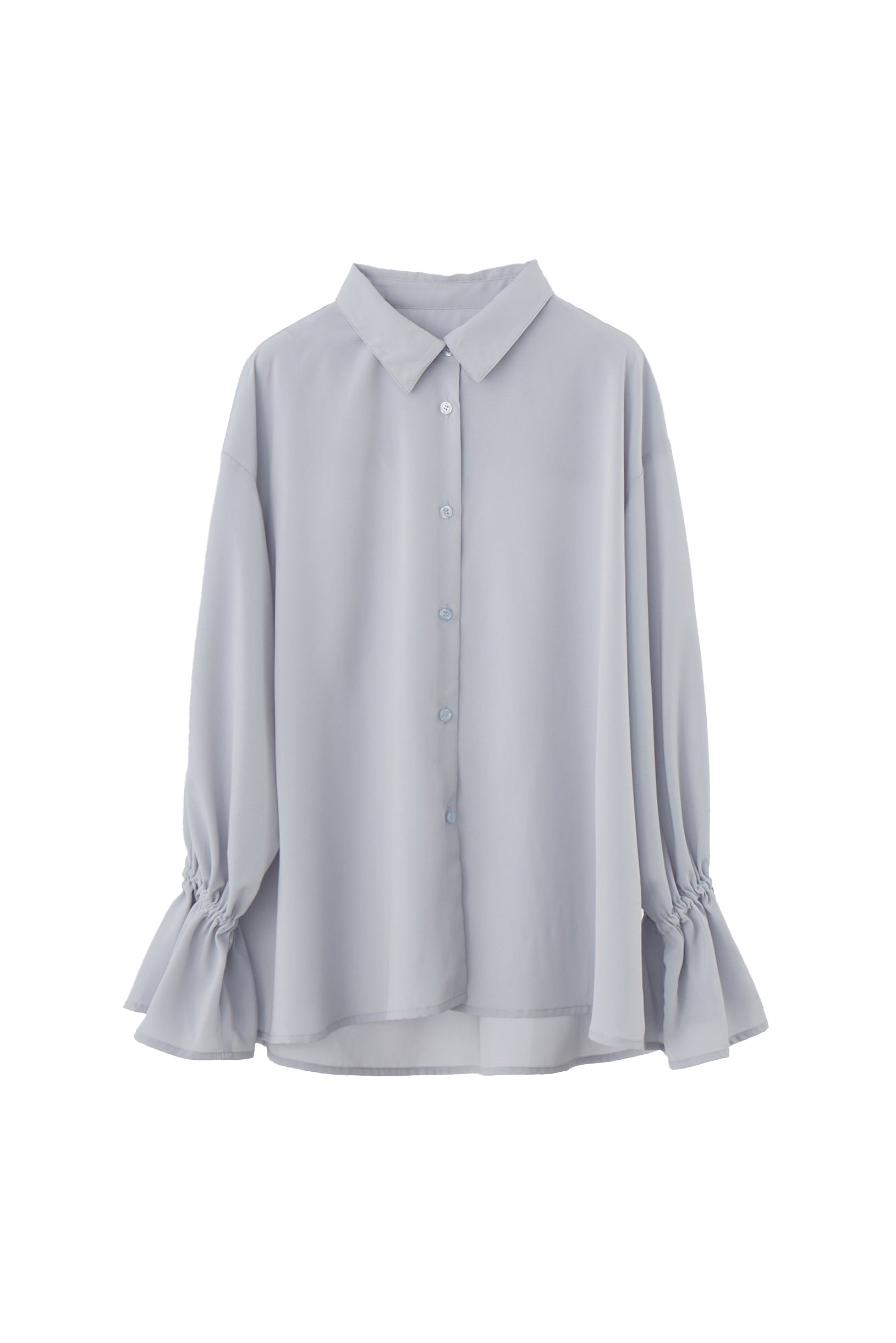 volume sleeve frill tie blouse