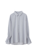 volume sleeve frill tie blouse