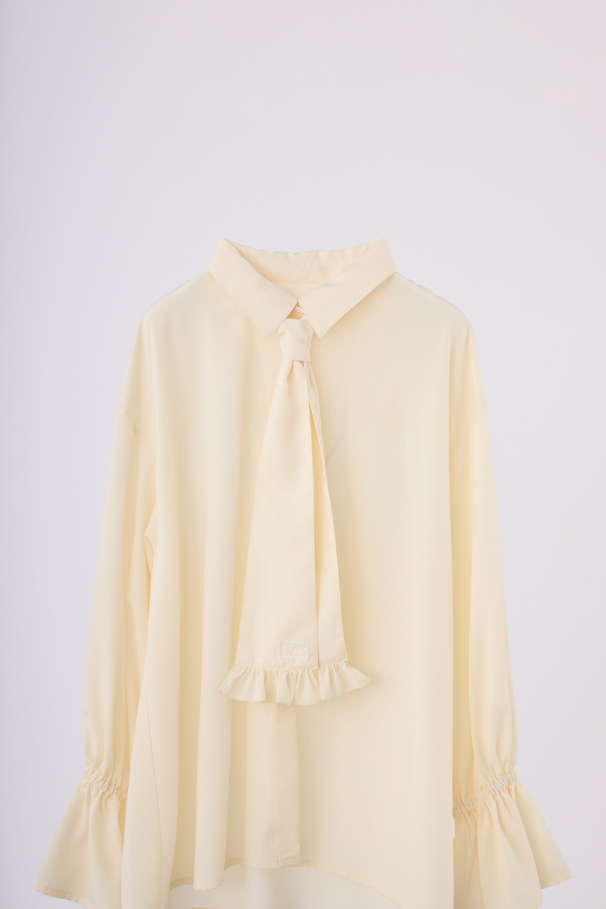 volume sleeve frill tie blouse