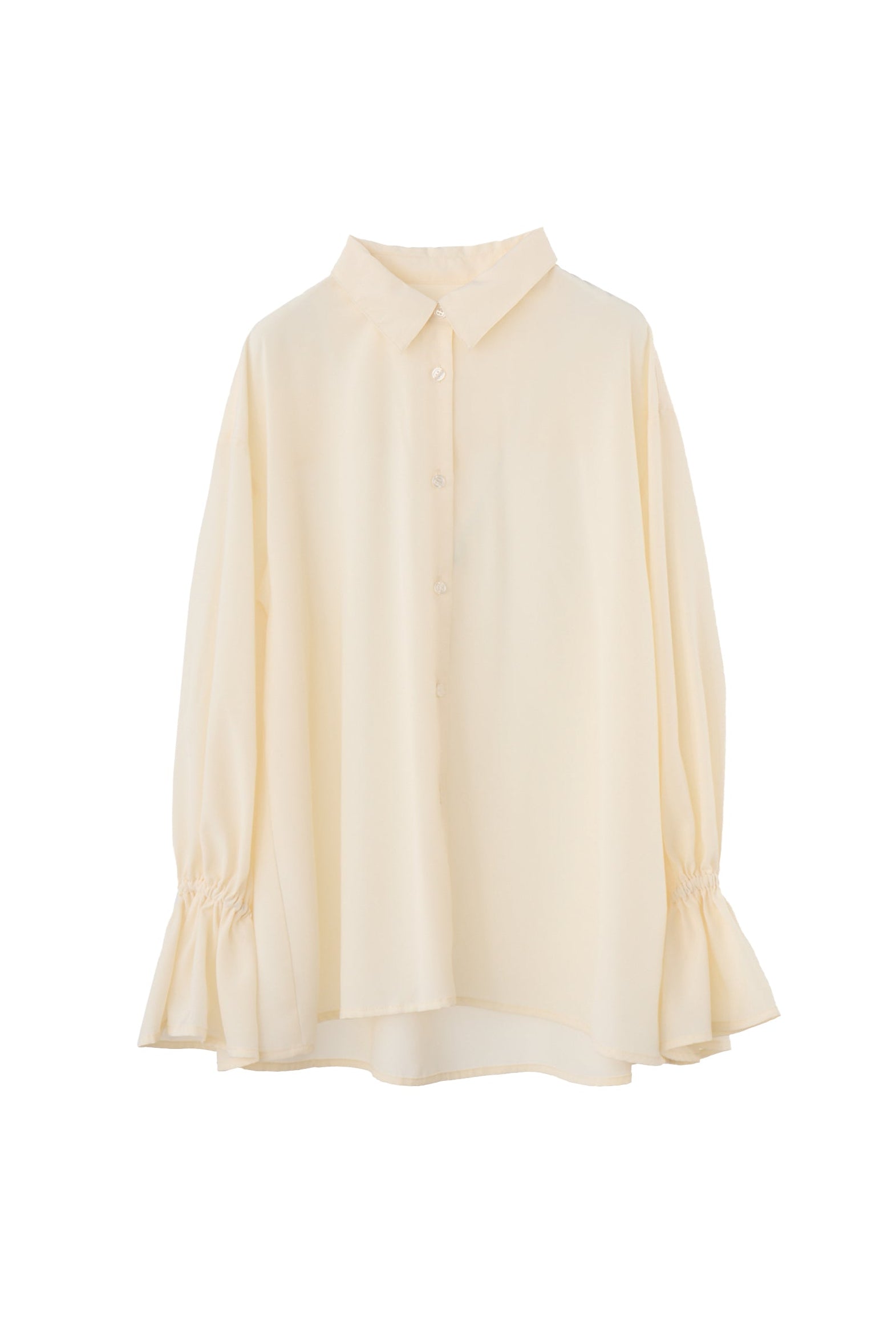 volume sleeve frill tie blouse