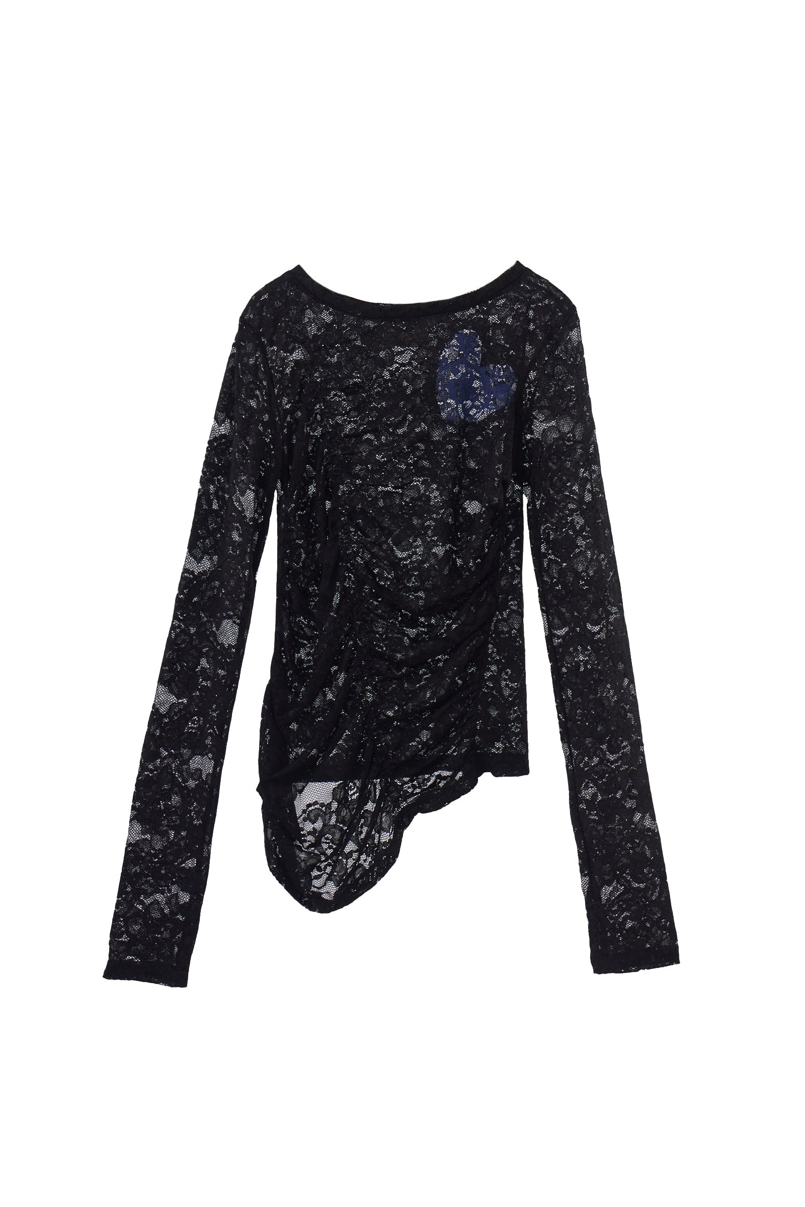 heart lace long sleeve tops