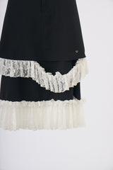 asymmetry lace frill skirt