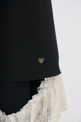 asymmetry lace frill skirt
