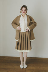 layered medium pleats skirt ( NEW COLOR )