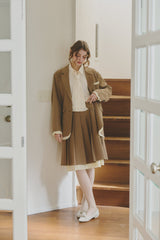 layered medium pleats skirt ( NEW COLOR )