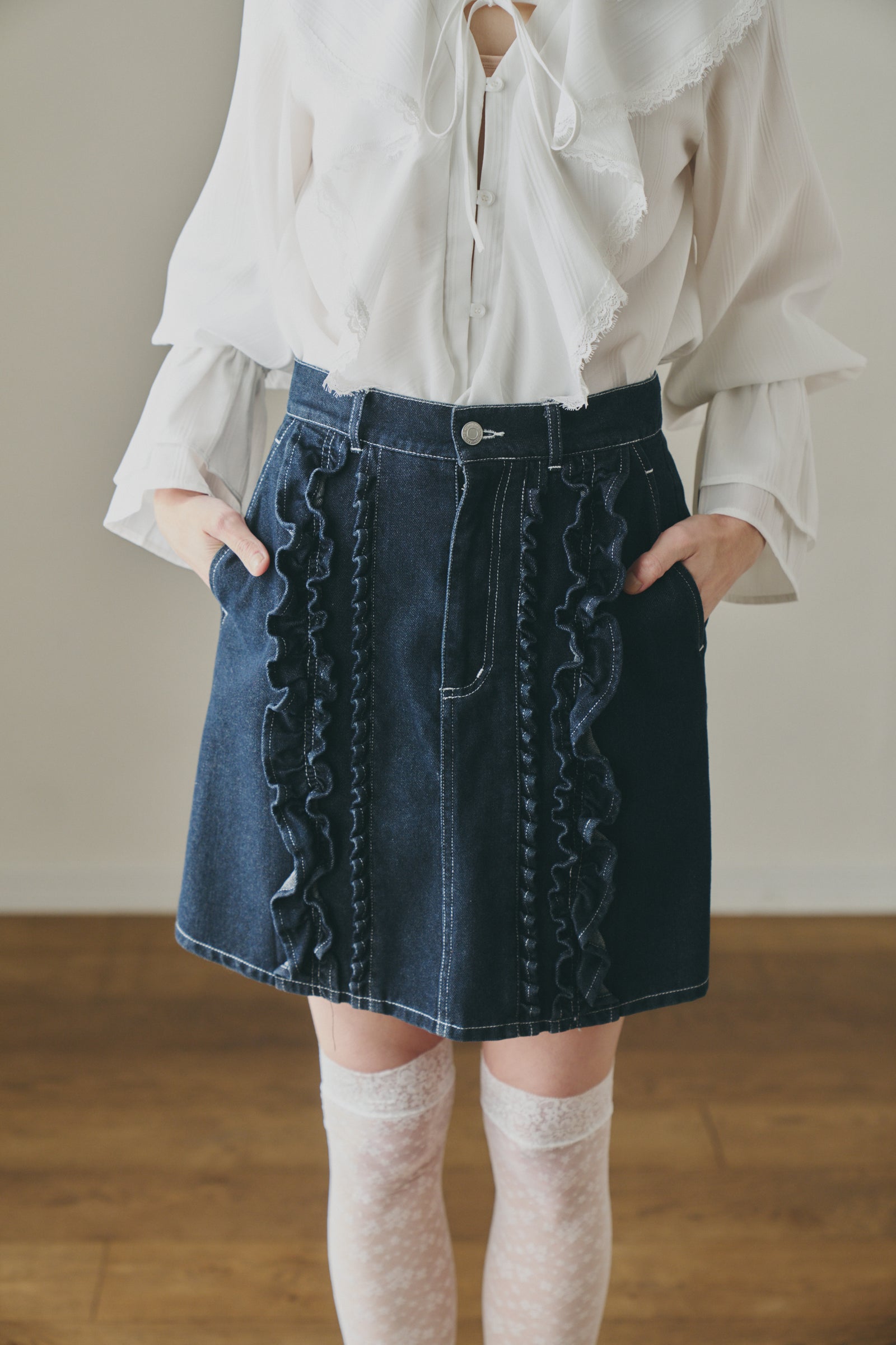 frill denim mini skirt – idem