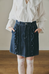 frill denim mini skirt