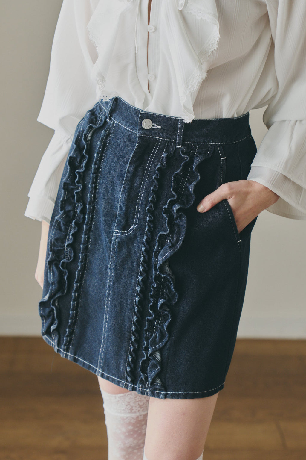 frill denim mini skirt – idem