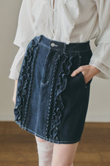 frill denim mini skirt