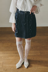 frill denim mini skirt