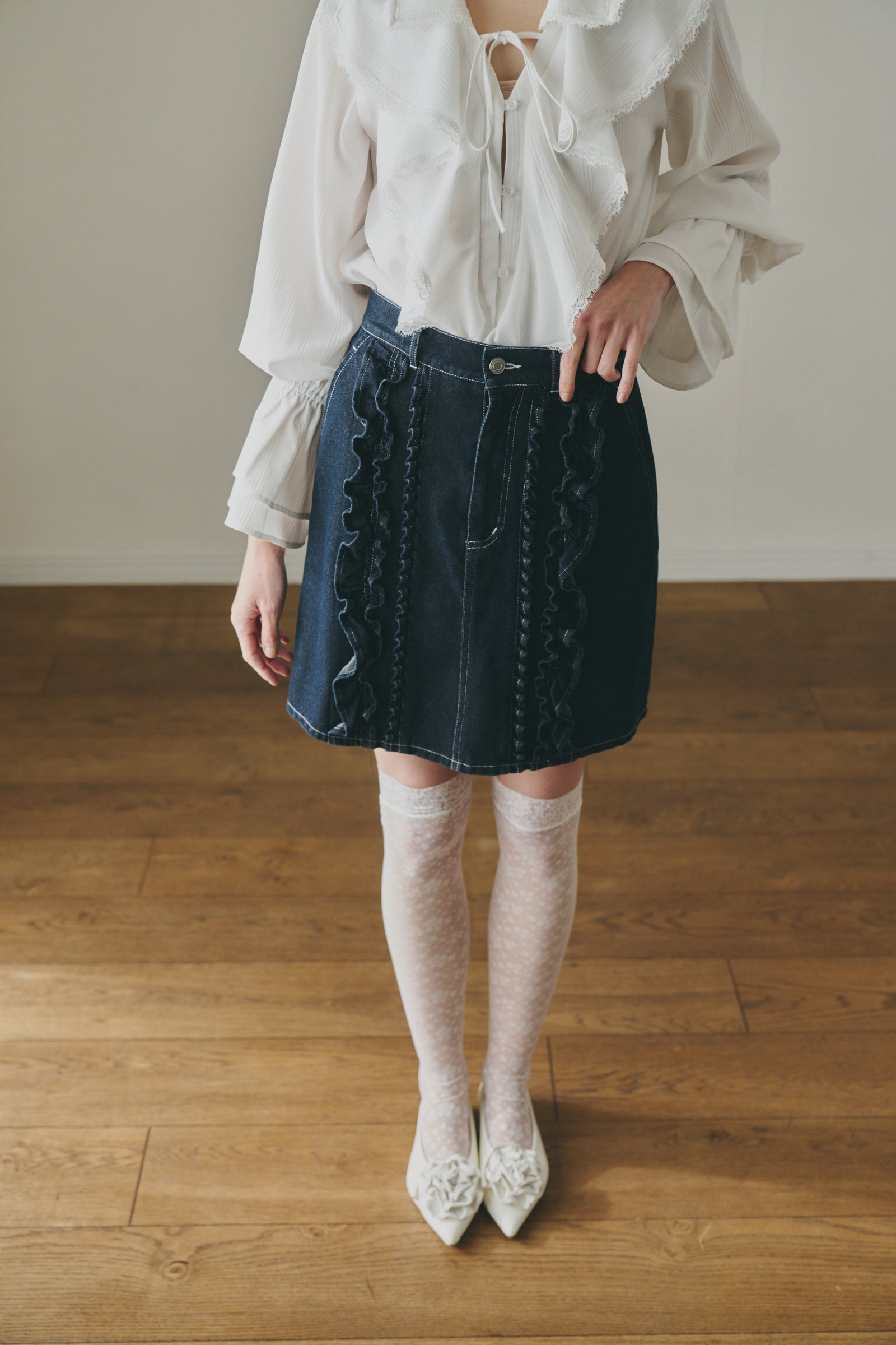 frill denim mini skirt – idem